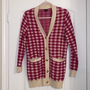 Who What Wear pink houndstooth cardigan